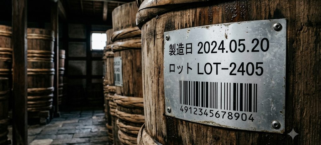 製造容器の金属プレートに刻まれた製造日・ロットを読み取る例